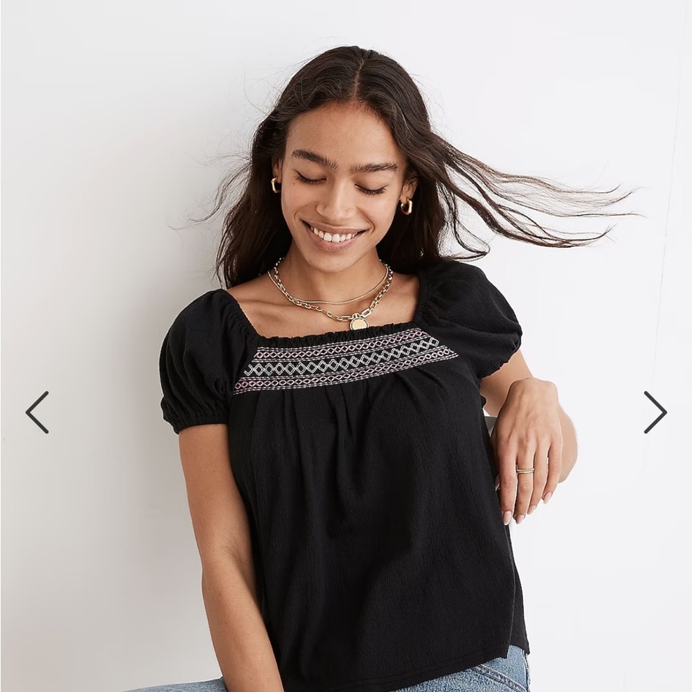 Madewell Embroidered Square-Neck Top - XS NWT